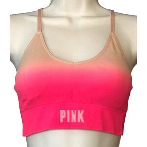 Pink Active Seamless Lightly Padded Lined Bralette Womens Size M Pink Gradient